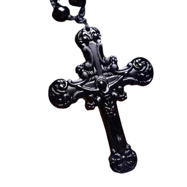 Musta Obsidian Kaulakoru Crucifix Cross Kaulakoru Miehille Ketju korut Riipus Kaulakoru Naisille