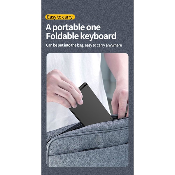 Hopfällbart tangentbord och mus-set, Bluetooth bärbart tangentbord, Laddningsbart bärbart för resor för iOS Android Windows Mac OS, Stöd för 3 enheter
