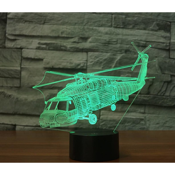 3D Helikopter Fjernbetjening 16 Farve Natlys Illusion Akryl LED Bord Natlampe Børneværelse Skrivebords Dekoration Fødselsdagsgaver Legetøj til Børn