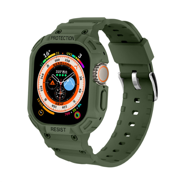 Apple Watch Ultra 49mm rannekkeelle case，Iskunkestävä pehmeä nestesilikoni Sport Watch Rannekorjet rannehihna suojaavalla puskurin cover