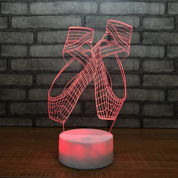 3D Ballet Sko Natlys Lampe Illusion 7 Farve Skiftende Berøringskontakt Lamper Led Julegave med Akryl Flad ABS Base USB Kabel Legetøj