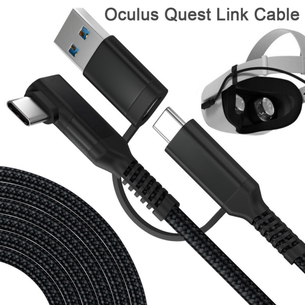 2-i-1 Quest (Oculus) Link Virtual Reality Headset-kabel för Quest 2 och Quest - 16FT (5M) - PC VR
