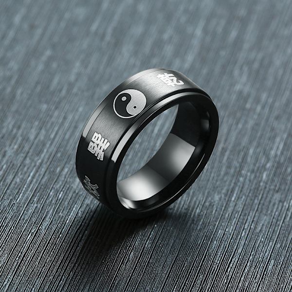 Tai Chi roterende spinner fidget båndringe til mænd drenge kvinder piger cool yin yang ba gua daoistisk filosofi som relief finger roterer frit fint -9