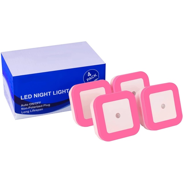 [ Pakke med 4 ] Rød nattelys, stikkontakt LED væglampe med skumring til daggry sensor, automatisk tænd/sluk - perfekt til soveværelse, børn og børneværelse