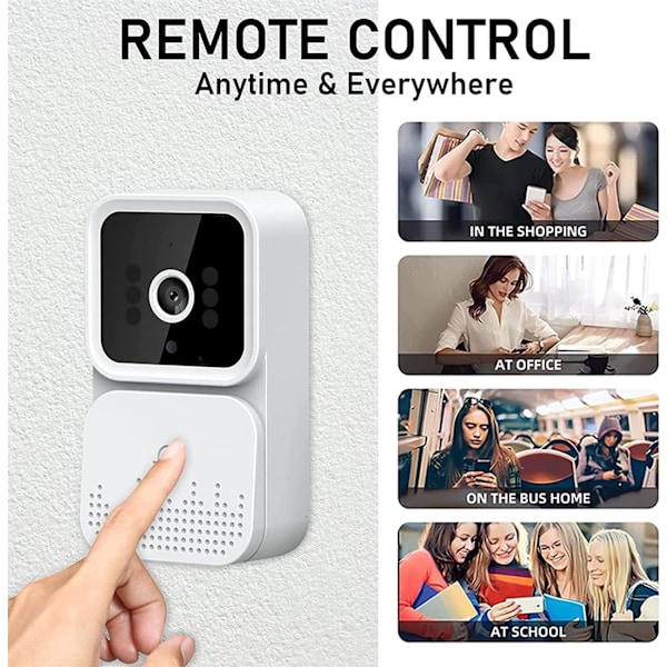 Videodörrklocka med ringklocka, molnlagring, 2-vägsljud, hemintercom HD-nattvision WiFi-säkerhetsdörrklocka (vit, M6-pro)