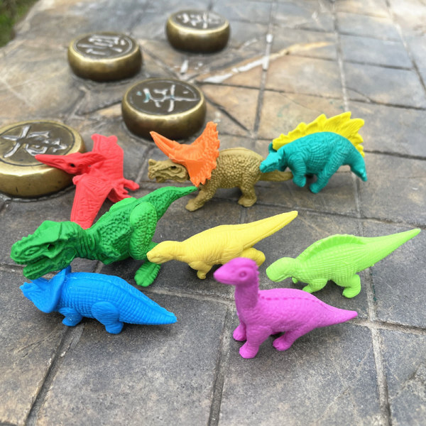 4 st/set Kreativa dinosaurie-serie formade gummipennradera Barnpresent 2 st slumpmässigt mönster