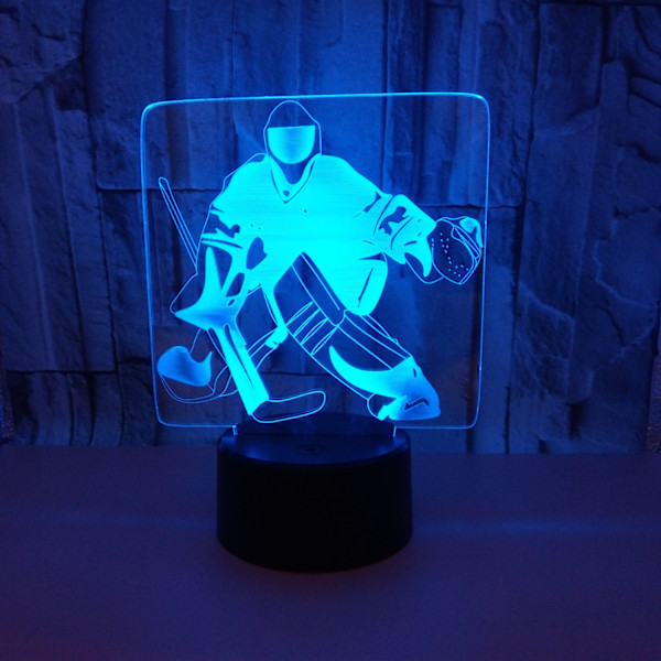 3D Ishockey Målvakt Nattlys Berøringsbord Skrivebord Optisk Illusjon Lamper 7 Farge Skiftende Lys Hjemmedekorasjon Jul Bursdagsgave (Stil X)