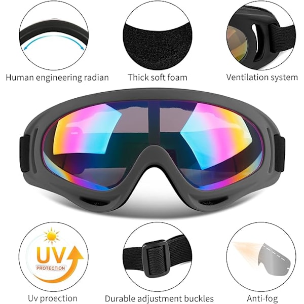 Skidglasögon, Motorcykelglasögon, Snowboardglasögon för Män Kvinnor Barn UV-skydd Skum Anti-Scratch Dammsäker(grön)