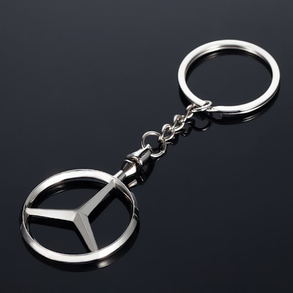 2 stk. Bilnøkkelring med logo - 3D krommetall Bil benz nøkkelring Nøkkelring i legering