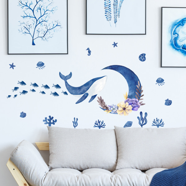 maailman vedenalainen sininen valas tähtitaivas valas seinätarra kodin sisustus olohuone lasten makuuhuoneen sisustus taustakuva meri eläimet tarroja