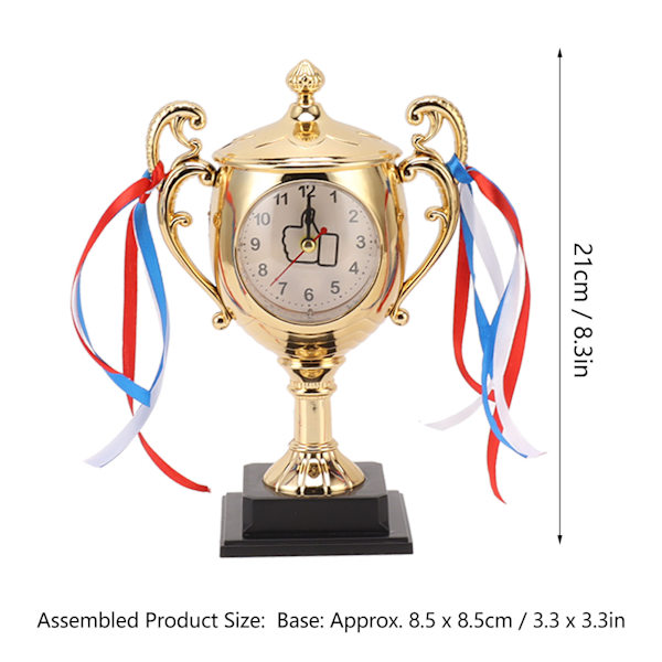 Retro klocka Livsliknande trofémodell Dekorativ liten skrivbordsväckarklocka för sovsal Sovrum Vardagsrum Gold