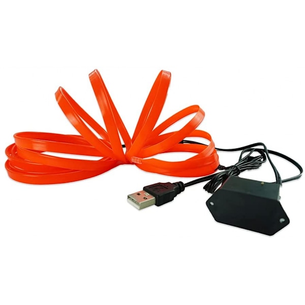 Auton sisätilojen LED-nauhavalot, USB-neonvalo, vilkkuva elektroluminesenssijohtovalo, jossa 6 mm:n ompelureuna, ympäristönvalosarjat (5 m/16,5 jalkaa, punainen)