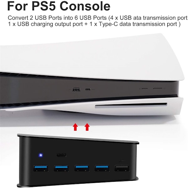 5-Port USB HUB-förlängning Hög hastighetsöverföringskonverter för PS5