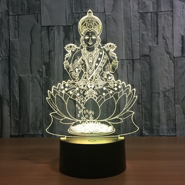 7 Färgväxlande Nattlampa 3D Atmosfärisk Glödlampa 3D Visuell Illusion LED-lampa för Barnleksak Jul- och Födelsedagspresenter (Buddha)