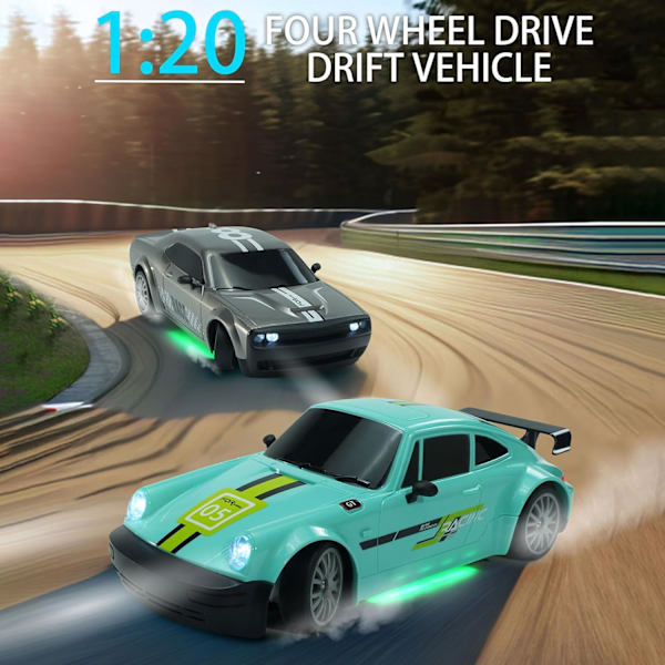 GoolRC RC Driftbil, 1:20 2.4GHz 4WD Hög Hastighet 20KM/H Racingbil Fordon, Utbytbara Driftdäck Racing Sport Leksaksbilar med LED-lampor