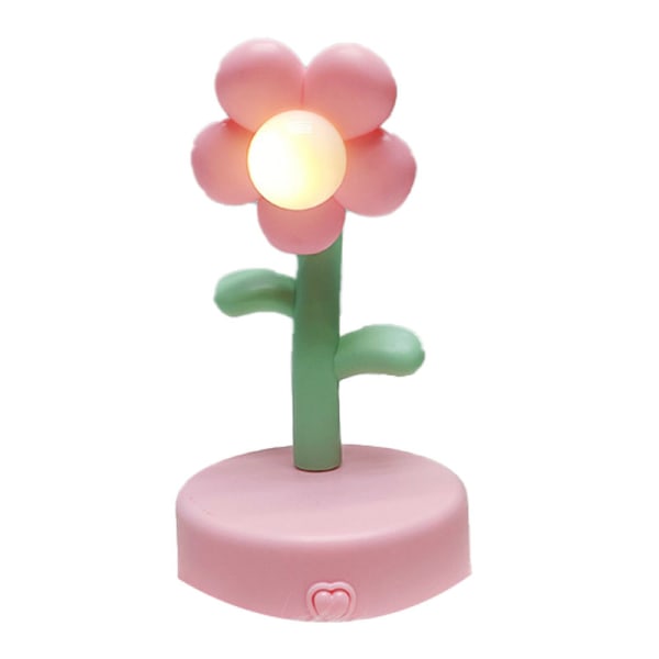 Søt blomster nattlys bordlampe bærbar skrivebordslampe dekorativ for kontor sovesalinnredning Pink