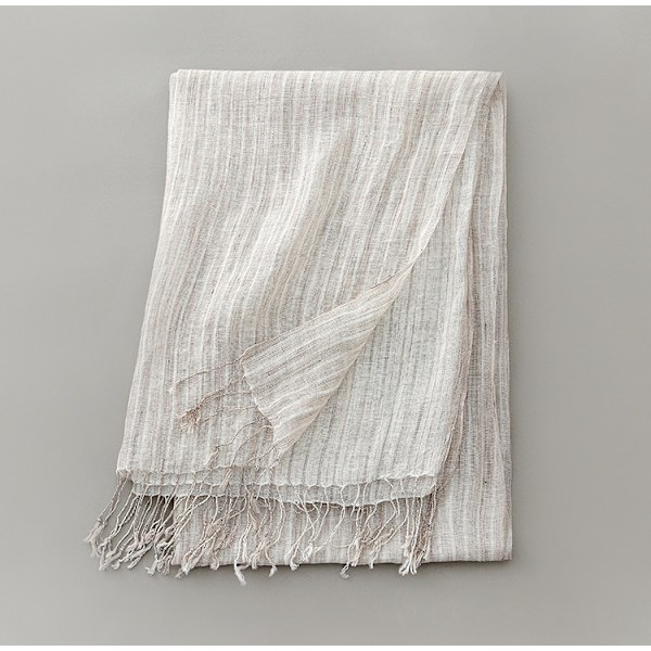 Bomull eller linnescarf lätt sjal unisex, perfekt present till alla, beige vit