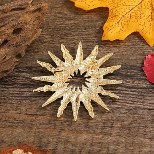 Guld Sol Brosch Nål för Kvinnor Flickor Mode Guldtonad Himmelsk Broscher Slagstift Fina Kostym Hatt Klänning Tillbehör Semester Smycke
