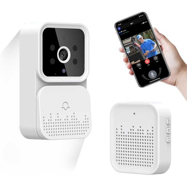 Videodörrklocka med ringklocka, molnlagring, 2-vägsljud, hemintercom HD-nattvision WiFi-säkerhetsdörrklocka (vit, M6-pro)
