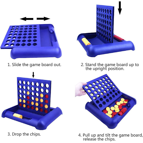 4-i-en-række brætspil Foldbar Line Up 4 Legetøj til børn Blå