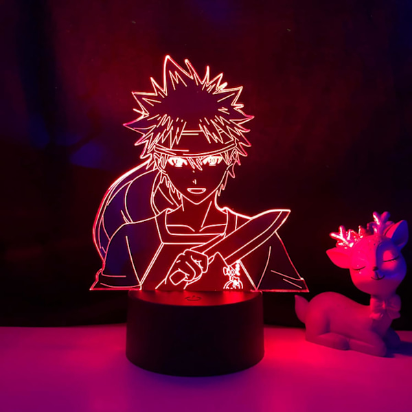 Food Wars Shokugeki Yukihira LED-nattlampa för sovrumsinredning, födelsedagspresent, nattlampa, anime-skrivbordslampa 3D