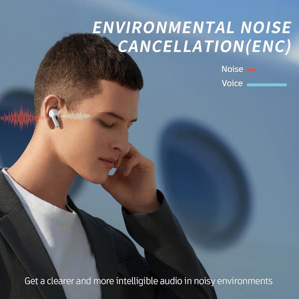 Trådløse ørepropper Bluetooth-ørepropper, 40 timers avspilling LED-strømdisplay Bluetooth 5.3-hodetelefoner med mikrofon, HiFi-stereolyd, IPX5 vanntette in-ear-ørepropper White
