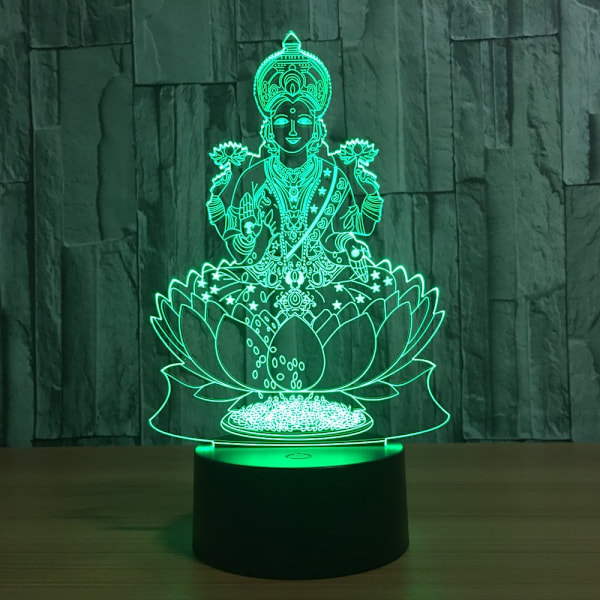 7 Färgväxlande Nattlampa 3D Atmosfärisk Glödlampa 3D Visuell Illusion LED-lampa för Barnleksak Jul- och Födelsedagspresenter (Buddha)