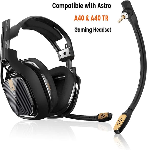 Til A40 Mic, Mikrofonudskiftning til Astro A40 / A40 TR Gaming Headset på PS5, PS4, Xbox One, PC, Mac, Telefon, Støjreducerende 3,5 mm Guld