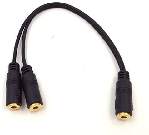 9 tommer 3,5 mm (1/8 tommer) Stereo 1-hunkøn til dobbelt 2-hunkøn Y-splitter lydkabel og kønsskifter