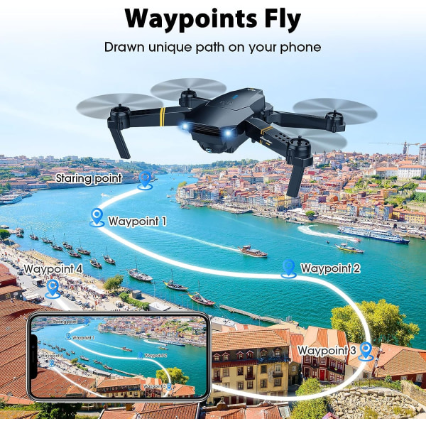 Drone aikuisten kameralla, taitettavat RC Quadcopter -lastenlelut, 1080P HD FPV drone aloittelijoille