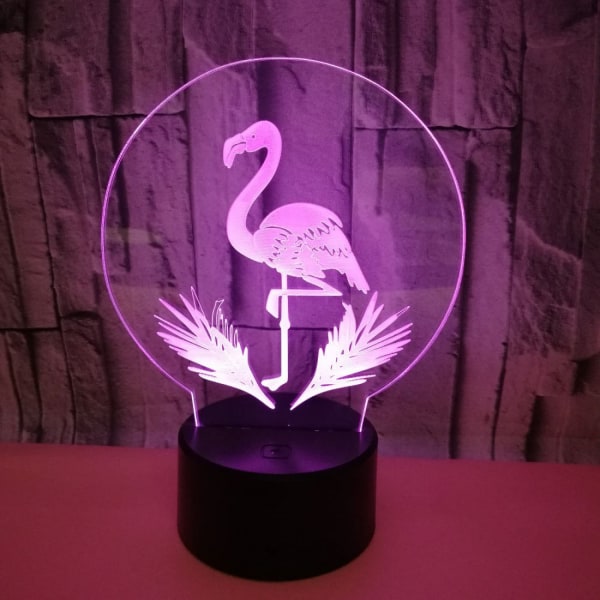 Qinwei 3D Flamingo Nattlampa 16 Färger Ändras USB Ström Fjärrkontroll Touch Switch Dekorlampa Optisk Illusion Lampa LED Bordsskiva Lampa Barn