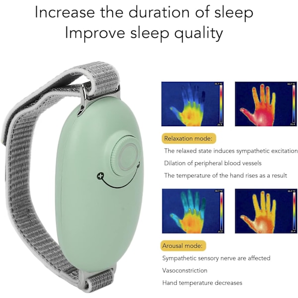 Sömnhjälpsmaskin, 5 Växlar USB Stressavlastande Bärbar Djup Sömn Hjälp Enhet för Hemmet (Grön Armband Design)