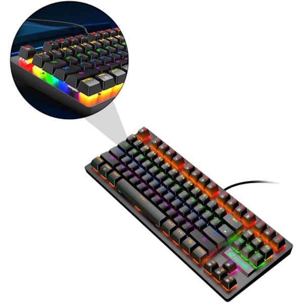 1 stk Mekanisk Tastatur Computer USB Tastatur Hjem USB Tastatur Regnbue Lys Tastatur USB Ledningsført Tastatur Computer Tilbehør Tastatur Enhed