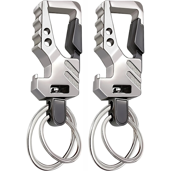 2 stk. nøglering EDC nøglering nøglering flaskeåbner auto nøgleholder taktisk karabinhage nøgleringe med klip Llaveros de Hombre Porte-Clés gave f 2Silver