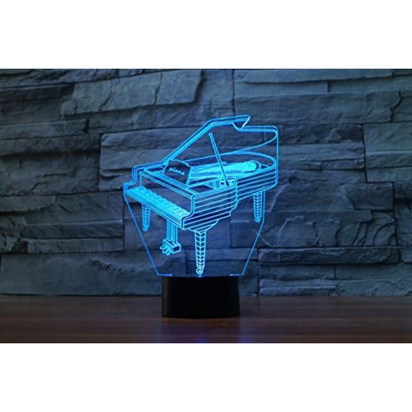 3D Pianokontroll 16 Färgade Nattlampor Illusion Akryl LED Bord Sänglampa Barn Sovrum Skrivbordsdekoration Födelsedagspresenter Leksak för Barn