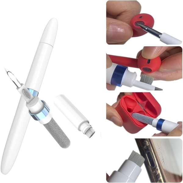 För Airpod Cleaner Kit，Hörlursrengöringspenna för Multi-Function Cleaner Kit Mjuk borste för Bluetooth Hörlursrengöringspenna Set Verktyg，Blå