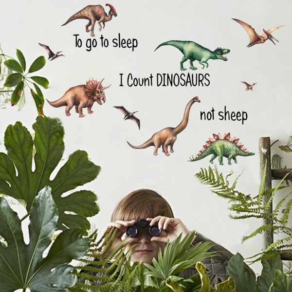 Härliga tecknade Dinasour-väggdekaler Avtagbara Dinosaur-väggdekaler Peel & Stick Dekorativ väggkonstklistermärke