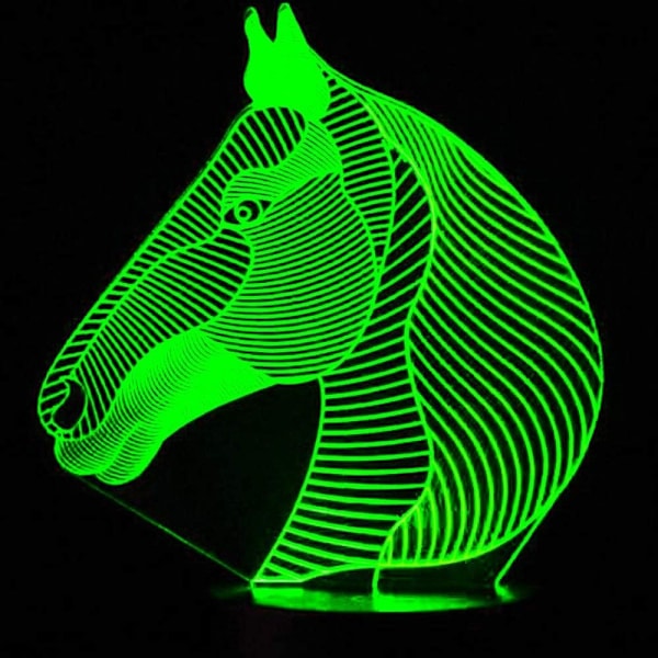3D Hest Nattelys Bordskrive Optisk Illusjon Lamper 16 Farge Skiftende Lys LED Bordlampe Jul Hjem Kjærlighet Bursdag Barn Barn Dekor Leke Gave