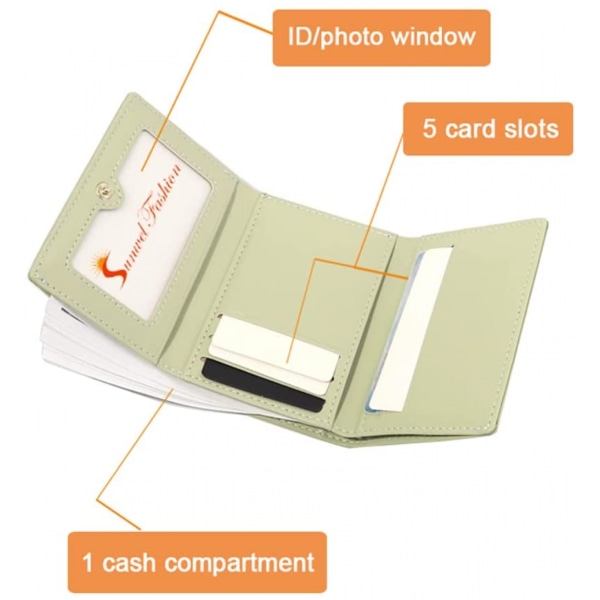 Suloinen 3D-ankka kolminkertainen lompakko Pieni lompakko Käteistasku Korttipidike Henkilökortti-ikkuna Laukku naisille (VIHREÄ, ANKKA-PAINOS)