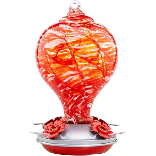 WJ Hummingbird Matare för Utomhus Hängande, Blown Glass Hummingbird Feeder, Hummingbird Gåvor till Mamma, Trädgård Bakgård Dekor, Unika Gåvor Idé för