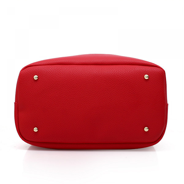 Skarvad enkel axelväska damväska Pu hinkväska mode handväska crossbody, röd