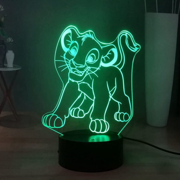 Lejon 3D nattlampa, Simba barn LED nattlampa för sovrum, touch & fjärrkontroll, USB-driven, flerfärgad födelsedag semesterdekoration belysning