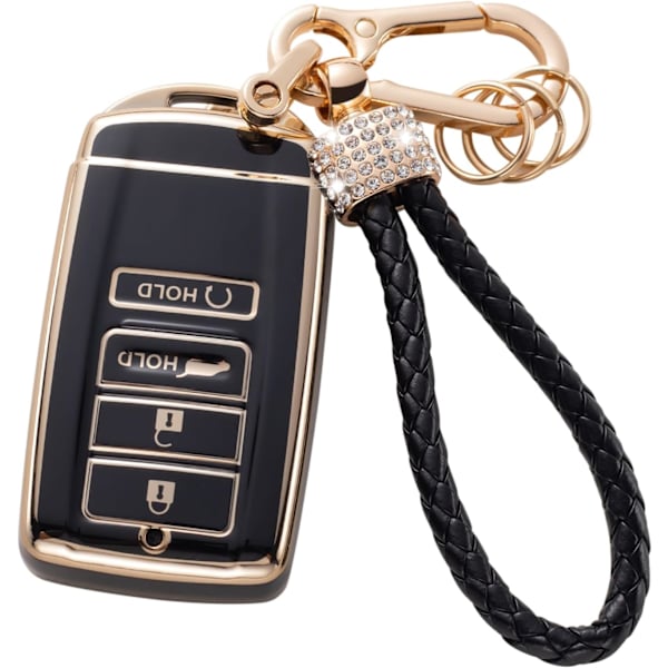 Gematay för Acura nyckelbricka fodral med nyckelband, mjuk TPU nyckelbricka skyddsskal kompatibel med Acura RLX RDX CDX NSX TLX TLX-L smart nyckel fodral