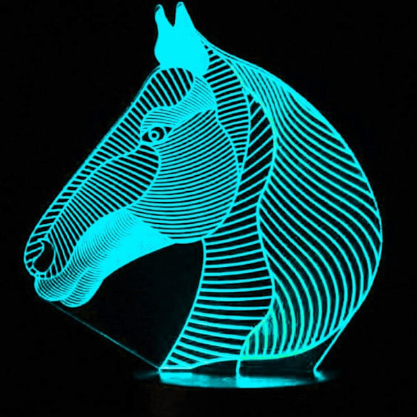 3D Hest Nattelys Bordskrive Optisk Illusjon Lamper 16 Farge Skiftende Lys LED Bordlampe Jul Hjem Kjærlighet Bursdag Barn Barn Dekor Leke Gave