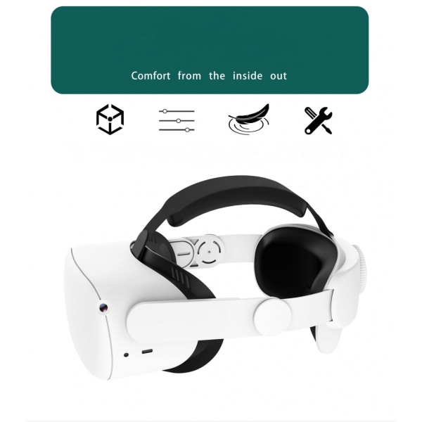 Tsv justerbart pannband för Oculus/meta Quest 2 Vr hörlurar, Vr pannband för Oculus Quest 2, Vr spelstöd och komfort, vit