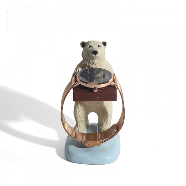 Isbjörn Watch Stand Holder Sängbord Organizer Finger Ring Display Smycken Enstaka Armband Showcase Plattform för Alla Modeller