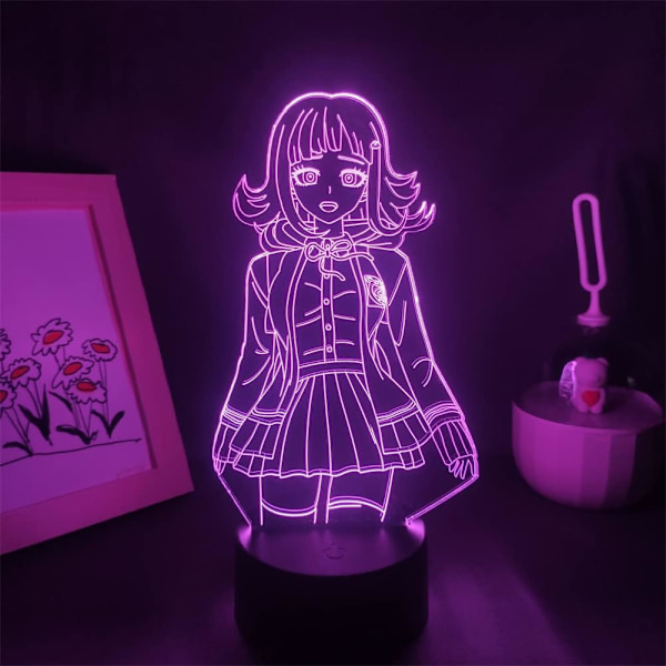 3D LED-illusion nattlampa Chiaki Nanami Animelampa USB 7/16 färger fjärrkontroll beröringsbrytare inredning RGB nattlampa för pojke och flicka födelsedagspresenter