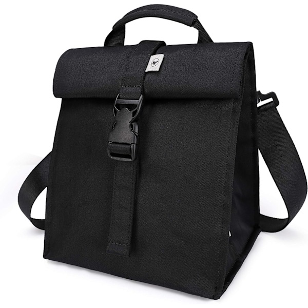 Isolert lunsjpose Rolltop lunsjboks for kvinner, menn, voksne og tenåringer (svart) Black