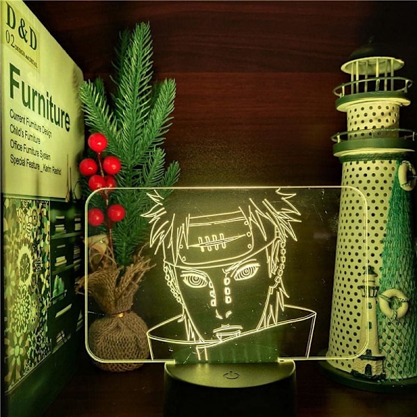 Japansk Anime Figur Itachi Uchiha Kakashi Jiraiya Lampor 3D Optisk Illusion Nattlampa Lampa Present för LED Jul Födelsedag Sovrum Dekorationspresenter