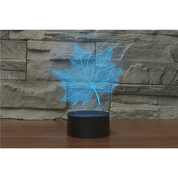 3D Lønblade Fjernbetjening 16 Farve Natlys Illusion Akryl LED Bord Sengelampe Børneværelse Skrivebords Dekoration Fødselsdagsgaver Legetøj